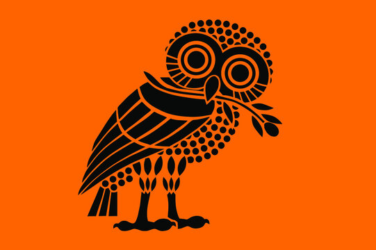 Ancient flag of Athens polis vector silhouette illustration. City state symbol in ancient Greece. Owl of Athena, patron of Athens.