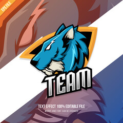 Editable Text Effect Esport Logo Team Blue Tiger Squad