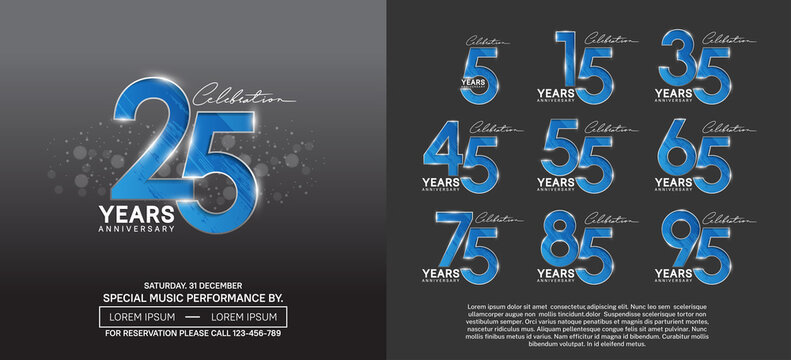 set of anniversary logotype modern pop art style color for celebration