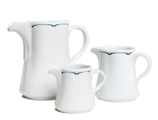Porcelain jugs isolated on a white background.