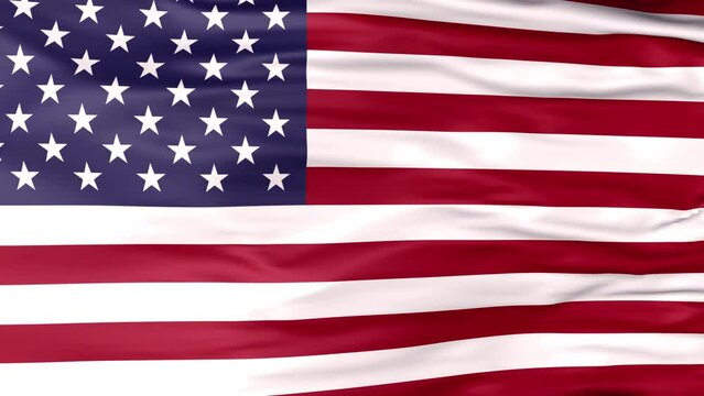 Realistic Animated Flag of America. 3D USA Flag Animation. United States American Flag High Quality Video.
