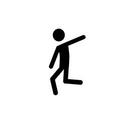 Fototapeta na wymiar stick man running, raised his hand up, isolated on a white background, pictogram of a human figure