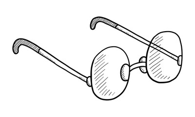 VECTOR READING GLASSES ISOLATED ON A WHITE BACKGROUND. DOODLE DRAWING BY HAND