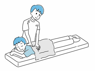 マッサージの施術を受けるイラスト