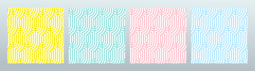 Background pattern seamless circle line abstract colorful pastel colors. Summer background design set. Knitted fabric texture, lace, knitted patterns. Wrapping paper design.