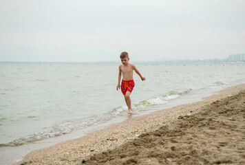 a child on the seashore