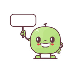 melon fruit cartoon with blank board. fresh fruit vector illustration