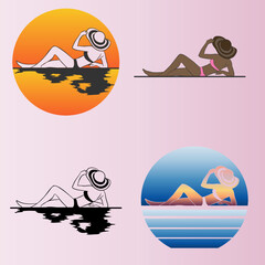 Woman on Summer Vacation Logotype.