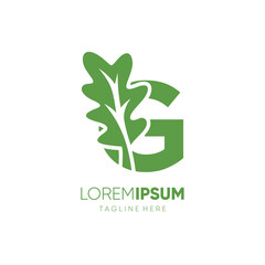 Letter G Initial Oak Leaf Tree Logo Design Vector Icon Graphic Emblem Illustration