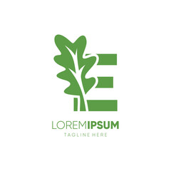 Letter E Initial Oak Leaf Tree Logo Design Vector Icon Graphic Emblem Illustration