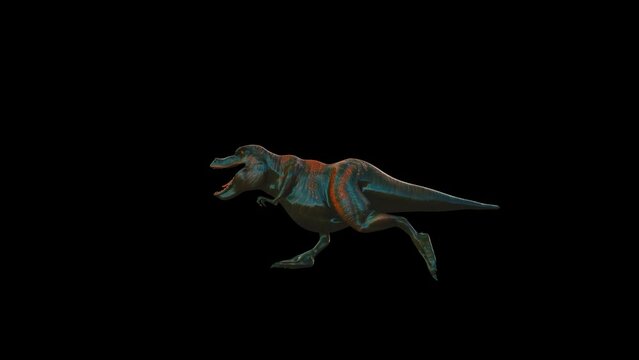 Plastic Toy Dinosaur Run animation.Full HD 1920&times;1080.6 Second Long.Transparent Alpha video.LOOP.