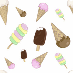 seamless pattern with colorful ice cream