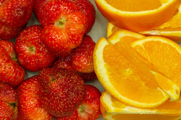 Fototapeta na wymiar Orange and Strawberry together