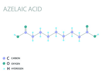 Azelaic acid molecular skeletal 3D chemical formula.	
