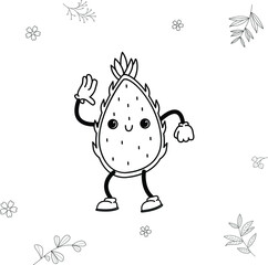 dragon fruit doodle kawai