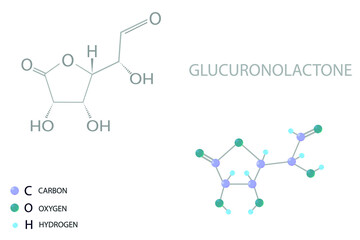 Glucuronolactone molecular skeletal 3D chemical formula.	
