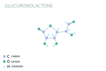 Glucuronolactone molecular skeletal 3D chemical formula.	

