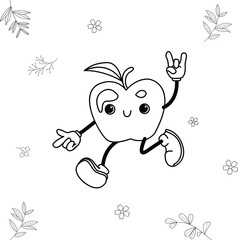 traditional cantoon illustration, doodle fruit