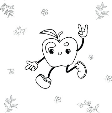 traditional cantoon illustration, doodle fruit