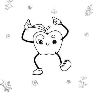 traditional cantoon illustration, doodle fruit