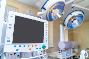 Operating monitoring healthcare. Emergency hospital technologies equipment.