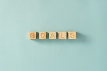 GOALS word on wooden cubes
