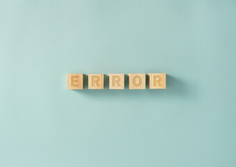 ERROR word on wooden cubes
