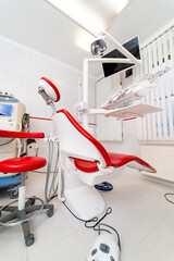 Dentist office. Dental clinic interior with modern dentistry tools.