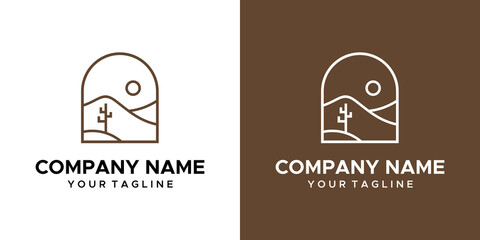 a desert themed graphic image, on a brown and white background. vector graphics base.