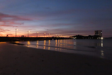 Fototapeta premium Anochecer Playa del Bao (Vigo)