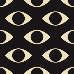 Seamless pattern with minimal 20s geometric design with eyes - 512743692
