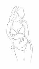Vector illustration of a young woman in a bikini