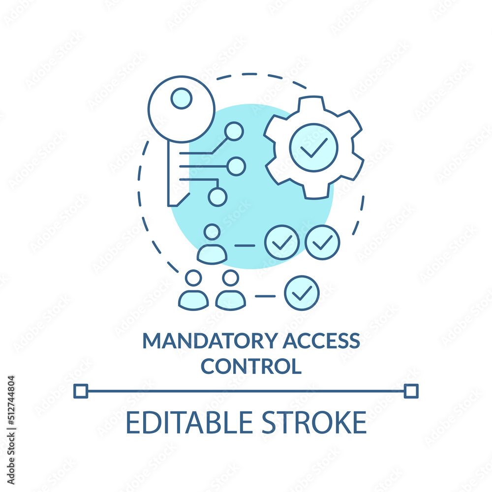 Aufkleber mandatory access control turquoise concept icon. security management abstract idea thin line illustr