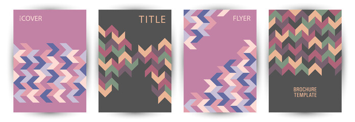 Business catalog cover template set geometric design. Memphis style futuristic poster layout set