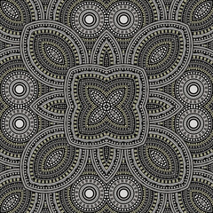 Intricate victorian majolica tile seamless ornament. Ethnic geometric vector motif. Curtains print design. Classic spanish mayolica tilework perpetual pattern. Geometric shapes wallpaper.