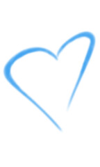 blue hand drawn heart outline vector