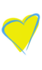 Ukrainian yellow heart with a blue outline