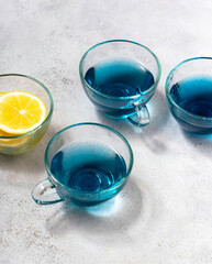 Blue Fire Hot Tea with Lemon for healthy drink