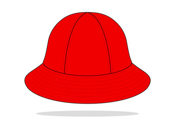 Fototapeta premium Red Bucket Hat With 6 Panel Template On White Background, Vector File
