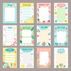 Fototapeta Checklist templates. Organizer planner list to do month and daily sticker education schedule recent vector picture set obraz