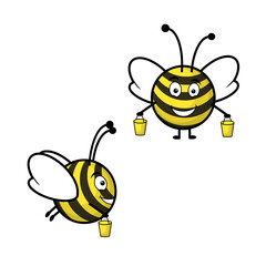 cute bee in cartoon style with honey