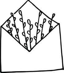 envelope with flowers on a white background