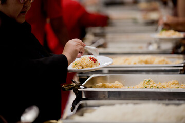 buffet food, catering food party at restaurant