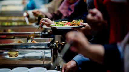 buffet food, catering food party at restaurant