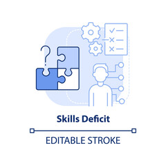 Skills deficit light blue concept icon. No professional development. Adaptability abstract idea thin line illustration. Isolated outline drawing. Editable stroke. Arial, Myriad Pro-Bold fonts used - obrazy, fototapety, plakaty