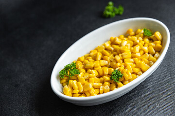 corn in plate boiled ready to eat fresh healthy meal food snack diet on the table copy space food background rustic top view keto or paleo diet veggie vegan or vegetarian food