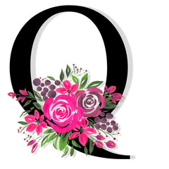 Floral Letter Q