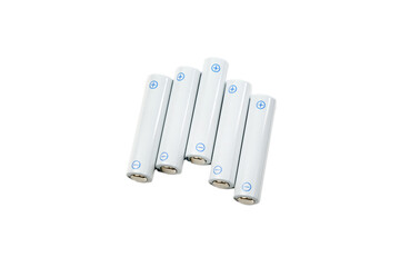 Alkaline AA Batteries in close-up isolated on a white background.