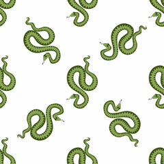 Children s seamless pattern with snakes on a white background. Perfect for kids clothing, fabric, textiles, baby jewelry, wrapping paper.