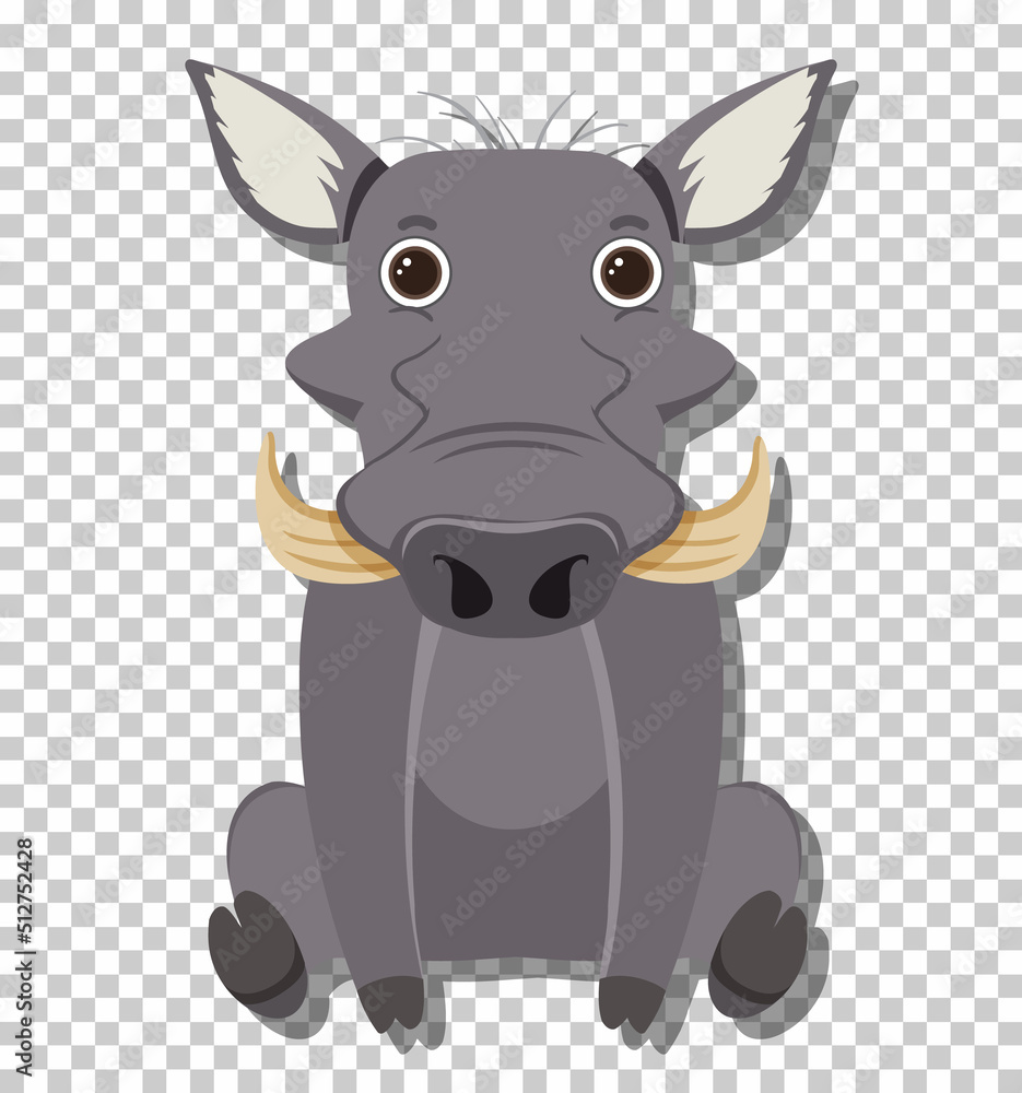 Sticker Cute boar in flat cartoon style